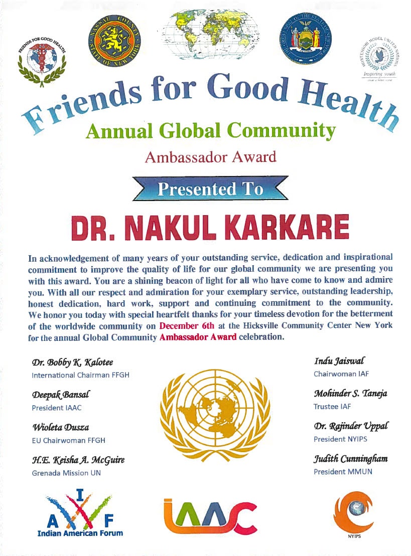 Friends for Good Health Ambassador Award