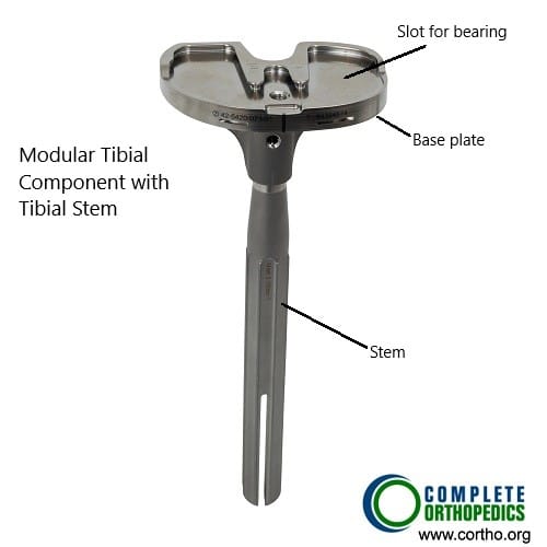 Modular tibial component with stem