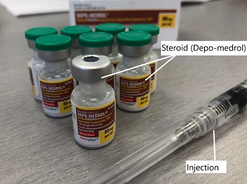 Depo-Medrol used as a steroid shot in cortisone injection.